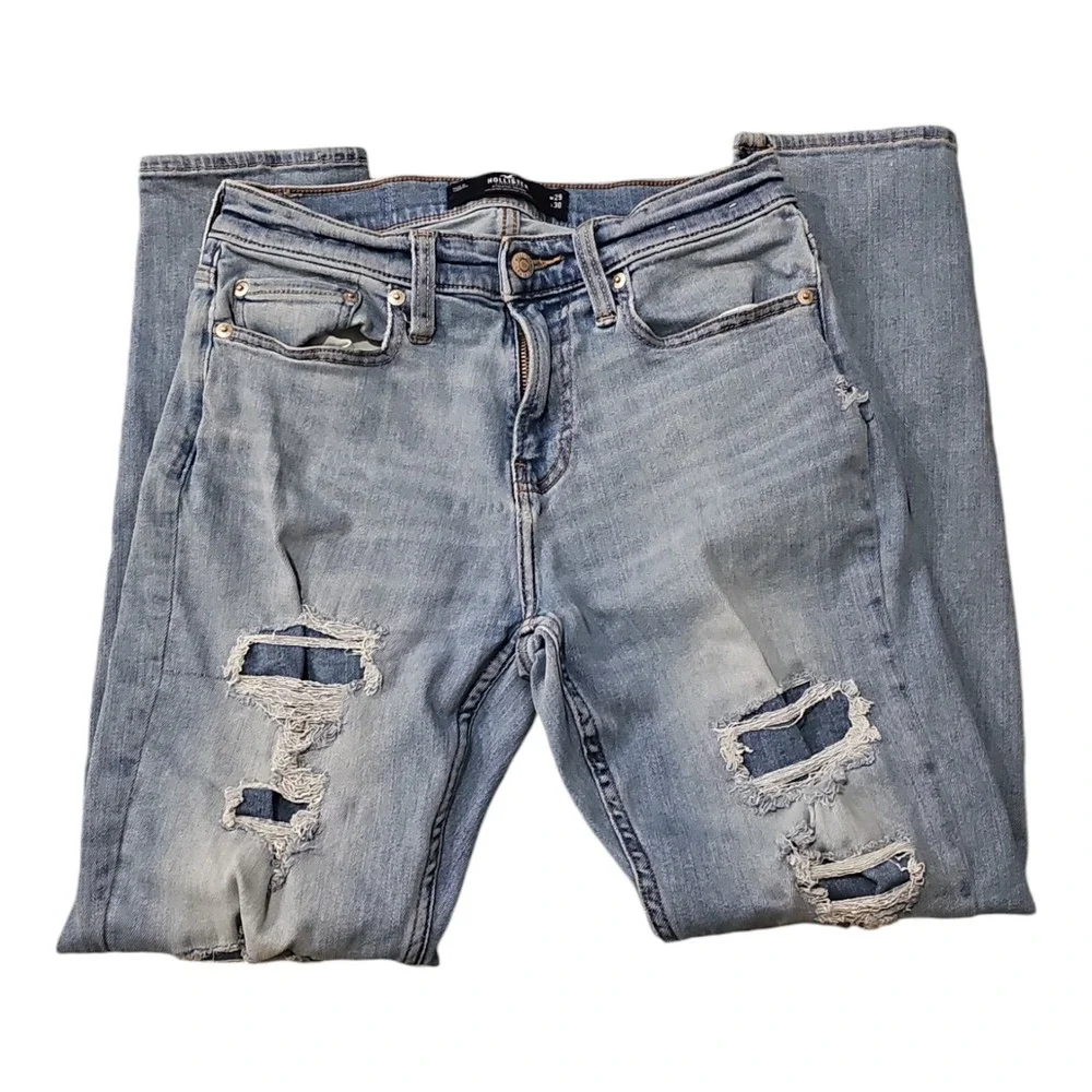 Hollister Regular Fit Mens Blue Athletic Skinny Jeans‎ Light Wash Size 29 X 30